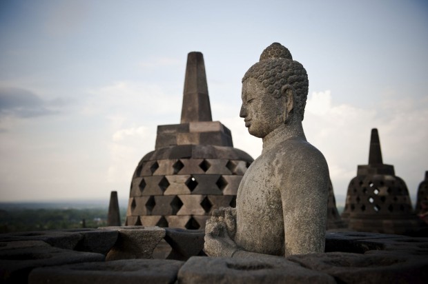 Buddha statue at Borobudur temple, Java, Indonesia